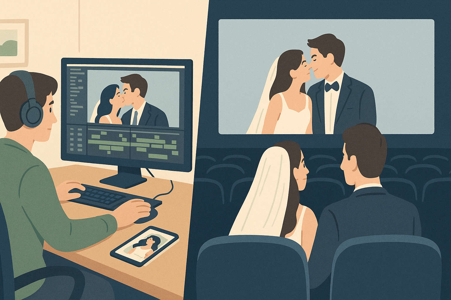 Cartoon illustration of a monitor showing frame rates and resolution settings